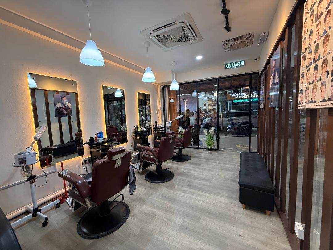 Barber & Nail Spa - Barber chairs with backlit mirrors